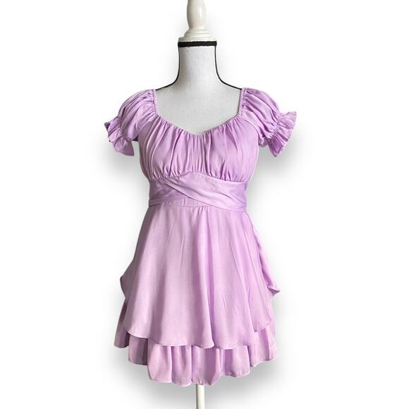 American Threads Eleanor Ruffle Wrap Romper Sz S Lavender Cottage Core Coquette - Picture 1 of 14